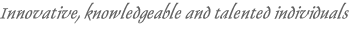 Innovative, knowledgeable and talented individuals Innovative, knowledgeable and talented individuals